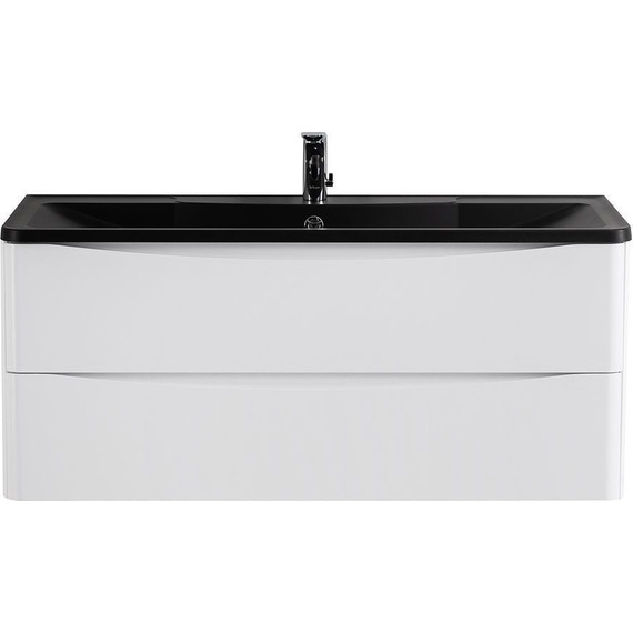 Тумба подвесная с раковиной BelBagno ACQUA-1200-2C-SO-BL 120 см, Bianco Lucido (раковина BB1200/455-LV-ART-ALR-NERO), Цвет фасада: Bianco Lucido Nero фото 