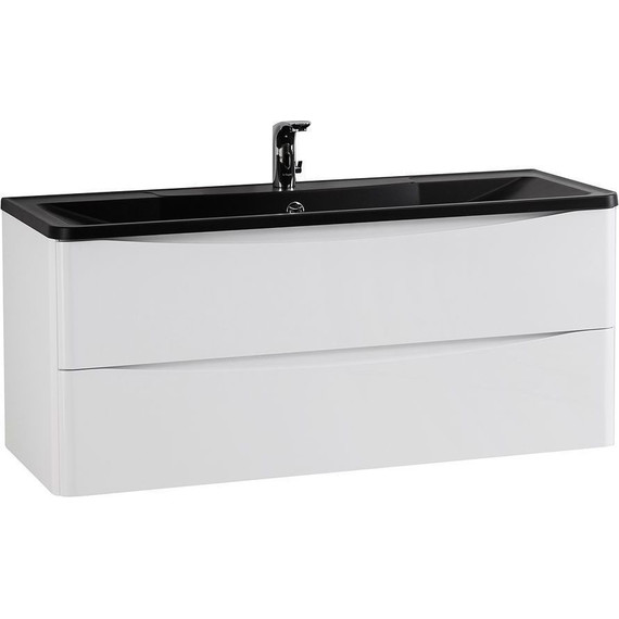 Тумба подвесная с раковиной BelBagno ACQUA-1200-2C-SO-BL 120 см, Bianco Lucido (раковина BB1200/455-LV-ART-ALR-NERO), Цвет фасада: Bianco Lucido Nero фото 5