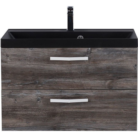 Тумба подвесная с раковиной BelBagno AURORA-800-2C-SO-PP 80 см, Pino Pasadena (раковина BB800/450-LV-ART-AST-NERO), Цвет фасада: Pino Pasadena Nero фото 