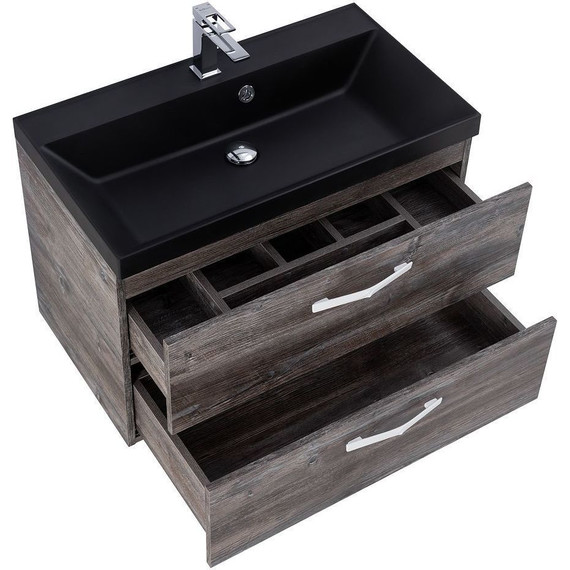 Тумба подвесная с раковиной BelBagno AURORA-800-2C-SO-PP 80 см, Pino Pasadena (раковина BB800/450-LV-ART-AST-NERO), Цвет фасада: Pino Pasadena Nero - 6 Тумба подвесная с раковиной BelBagno AURORA-800-2C-SO-PP 80 см, Pino Pasadena (раковина BB800/450-LV-ART-AST-NERO), Цвет фасада: Pino Pasadena Nero фото 6