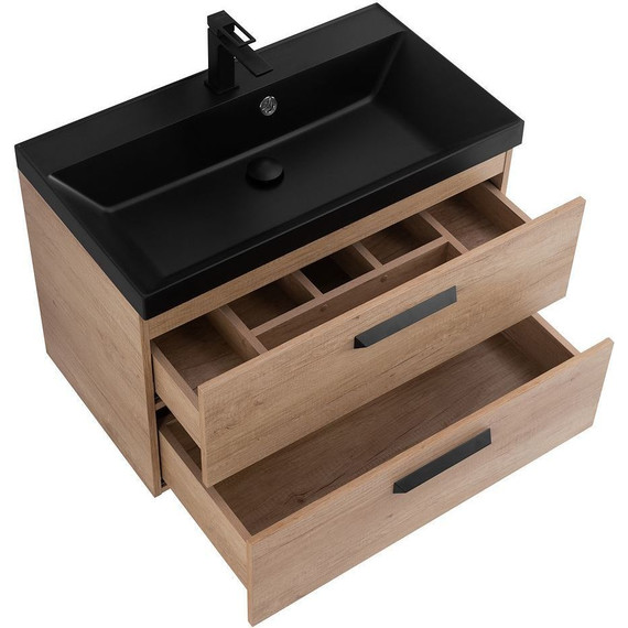 Тумба подвесная с раковиной BelBagno AURORA-800-2C-SO-RNN 80 см, Rovere Nebrasca Nature (раковина BB800/450-LV-ART-AST-NERO), Цвет фасада: Rovere Nebrasca Nature Nero - 6 Тумба подвесная с раковиной BelBagno AURORA-800-2C-SO-RNN 80 см, Rovere Nebrasca Nature (раковина BB800/450-LV-ART-AST-NERO), Цвет фасада: Rovere Nebrasca Nature Nero фото 6