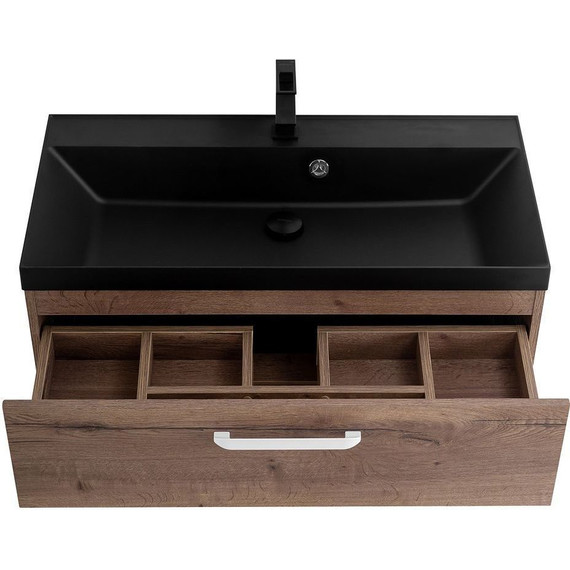 Тумба подвесная с раковиной BelBagno AURORA-900-2C-SO-RT 90 см, Rovere Tabacco (раковина BB900/450-LV-ART-AST-NERO), Цвет фасада: Rovere Tabacco Nero - 5 Тумба подвесная с раковиной BelBagno AURORA-900-2C-SO-RT 90 см, Rovere Tabacco (раковина BB900/450-LV-ART-AST-NERO), Цвет фасада: Rovere Tabacco Nero фото 5