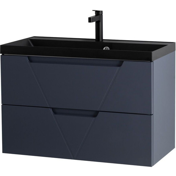 Тумба подвесная с раковиной BelBagno VITTORIA-800-2C-SO-GO-P 80 см, Grigio Opaco (раковина BB800/450-LV-ART-AST-NERO) фото 3