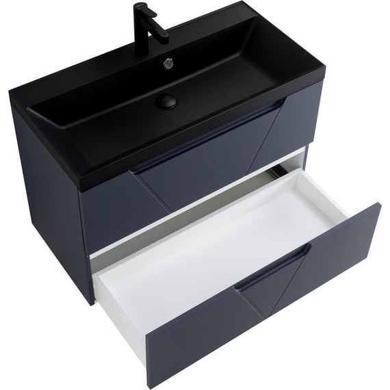 Тумба подвесная с раковиной BelBagno VITTORIA-800-2C-SO-GO-P 80 см, Grigio Opaco (раковина BB800/450-LV-ART-AST-NERO) фото 4