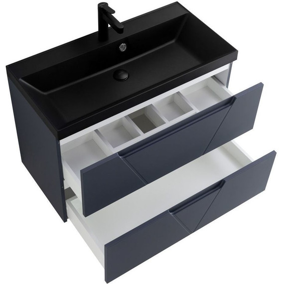 Тумба подвесная с раковиной BelBagno VITTORIA-800-2C-SO-GO-P 80 см, Grigio Opaco (раковина BB800/450-LV-ART-AST-NERO) фото 6