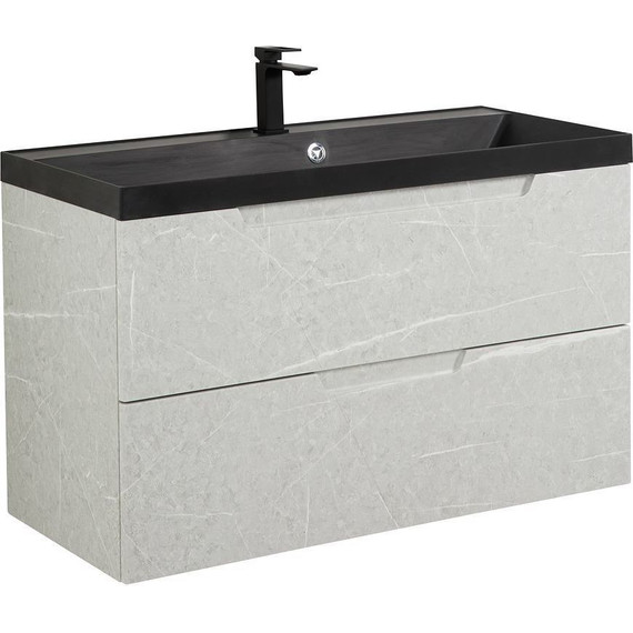 Тумба подвесная с раковиной BelBagno VITTORIA-800-2C-SO-TB-P 80 см, Toros Bianco (раковина BB800/450-LV-ART-AST-NERO) фото 3