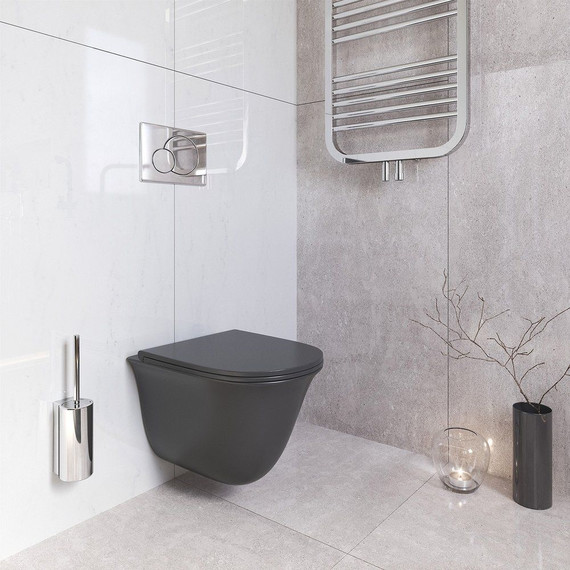 Унитаз подвесной безободковый Grossman Color GR-4412BMS с крышкой микролифт, черный, Цвет производителя: чёрный фото 2