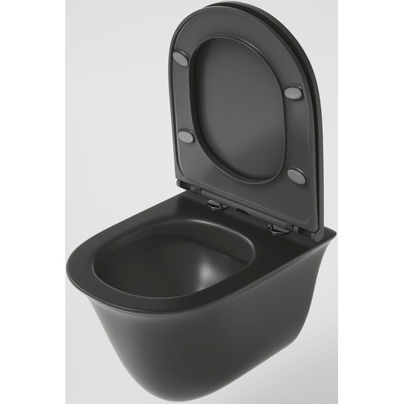 Унитаз подвесной безободковый Grossman Color GR-4412BMS с крышкой микролифт, черный, Цвет производителя: чёрный фото 3