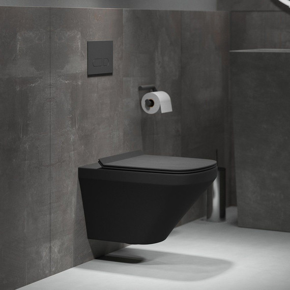 Унитаз подвесной безободковый Grossman Color GR-4440BMS с крышкой микролифт, черный матовый фото 2