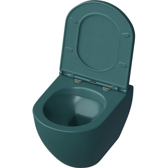 Унитаз подвесной безободковый Grossman Color GR-4455OLMS с крышкой микролифт, зеленый матовый, Цвет производителя: зелёный фото 3
