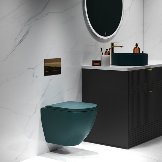 Унитаз подвесной безободковый Grossman Color GR-4455OLMS с крышкой микролифт, зеленый матовый, Цвет производителя: зелёный фото 4