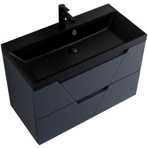 Тумба подвесная с раковиной BelBagno VITTORIA-900-2C-SO-GO-P 90 см, Grigio Opaco (раковина BB900/450-LV-ART-AST-NERO) фото 9