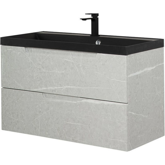 Тумба подвесная с раковиной BelBagno VITTORIA-900-2C-SO-TB-P 90 см, Toros Bianco (раковина BB900/450-LV-ART-AST-NERO) фото 4