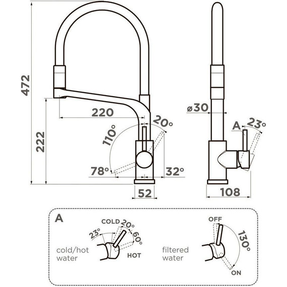 Смеситель для кухни Omoikiri Sinto 2 Plus BN-WH 4994468, нержавеющая сталь/белый фото 2