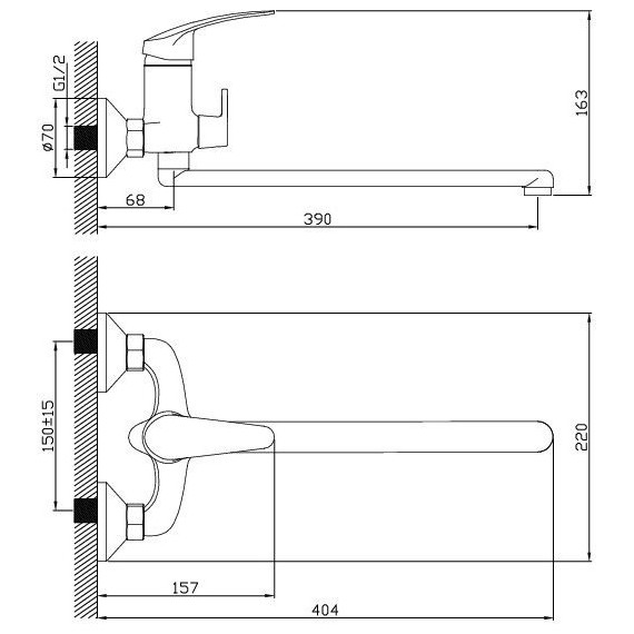 Смеситель для ванны Diadonna D80-222112 с душевым гарнитуром фото 2