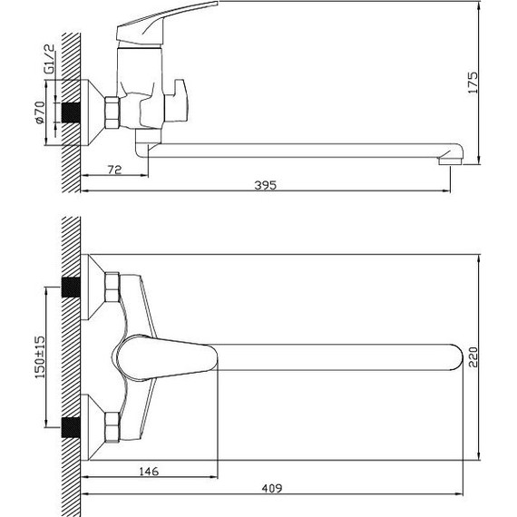 Смеситель для ванны Diadonna D80-222124 с душевым гарнитуром фото 2