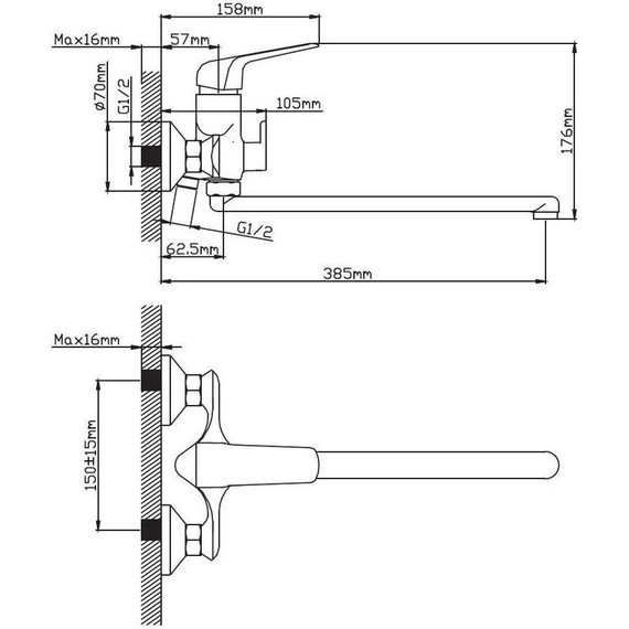 Смеситель для ванны Diadonna D80-222141 с душевым гарнитуром, Цвет производителя: хром фото 9