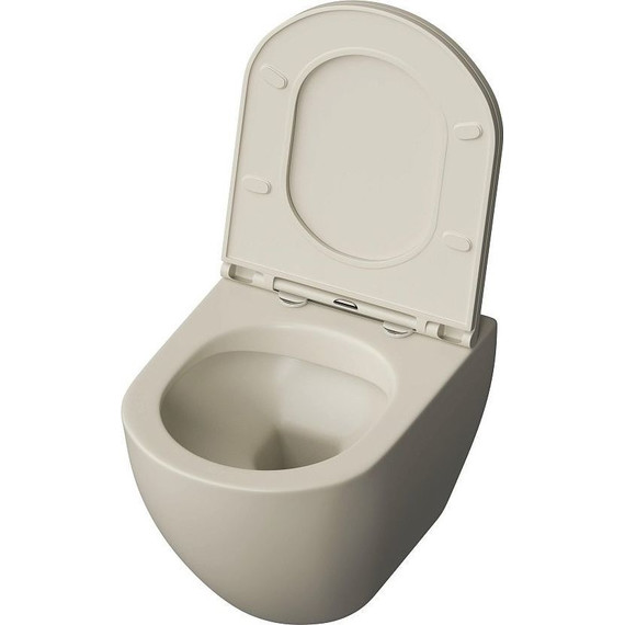 Унитаз подвесной безободковый Grossman GR-4455BEMS с крышкой микролифт, бежевый матовый фото 3