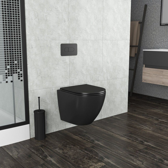 Унитаз подвесной безободковый Grossman GR-4455BMS с крышкой микролифт, черный матовый фото 2