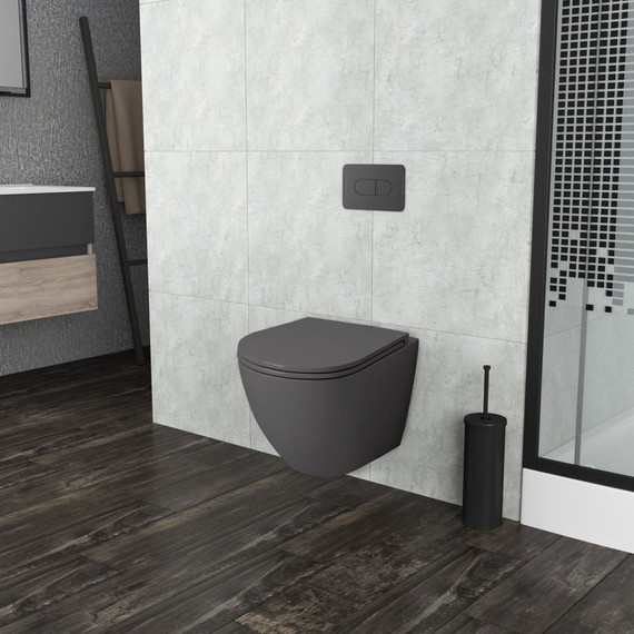 Унитаз подвесной безободковый Grossman GR-4455GMS с крышкой микролифт, серый матовый - 3 Унитаз подвесной безободковый Grossman GR-4455GMS с крышкой микролифт, серый матовый фото 3