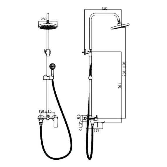 Душевая стойка Haiba HB24505-3, графит - 2 Душевая стойка Haiba HB24505-3, графит фото 2