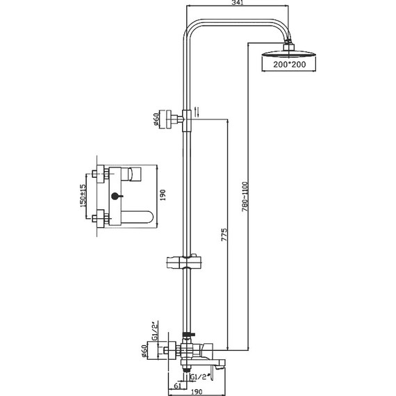 Душевая стойка Haiba HB24816-7, черный матовый - 2 Душевая стойка Haiba HB24816-7, черный матовый фото 2