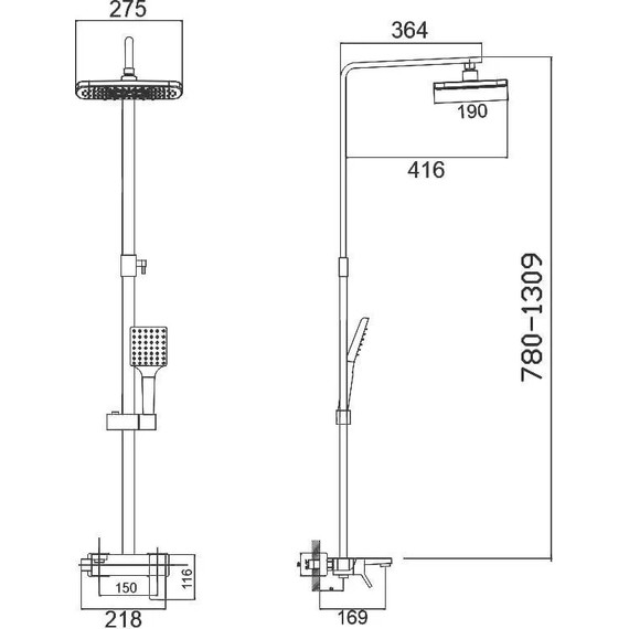 Душевая стойка Haiba HB24817-7, чёрный матовый - 9 Душевая стойка Haiba HB24817-7, чёрный матовый фото 9
