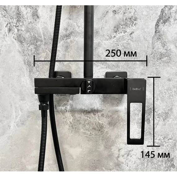 Душевая стойка Haiba HB24817-7, чёрный матовый - 3 Душевая стойка Haiba HB24817-7, чёрный матовый фото 3