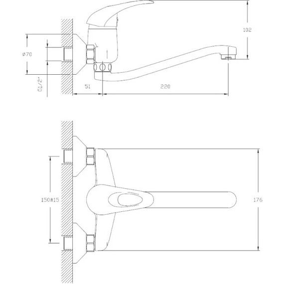 Смеситель для раковины настенный Haiba HB4603 фото 2