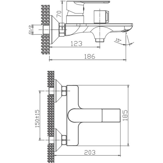 Смеситель для ванны Haiba HB60505-3, графит фото 3