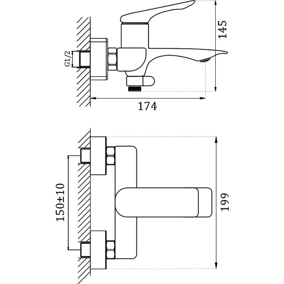 Смеситель для ванны Haiba HB60816-3, графит фото 3