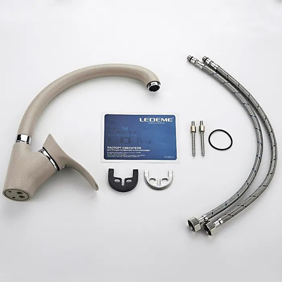 Смеситель для кухни Ledeme L4101K, бежевый фото 7