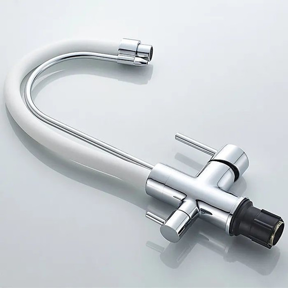 Смеситель для кухни Ledeme L4755-3, хром/белый фото 2