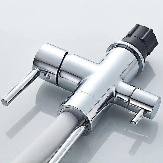 Смеситель для кухни Ledeme L4755-3, хром/белый фото 4