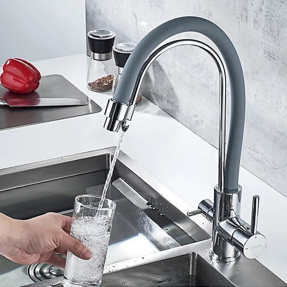 Смеситель для кухни Ledeme L4755-9, хром/серый фото 5