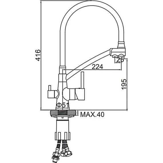 Смеситель для кухни Ledeme L4855U-12, графит - 8 Смеситель для кухни Ledeme L4855U-12, графит фото 8
