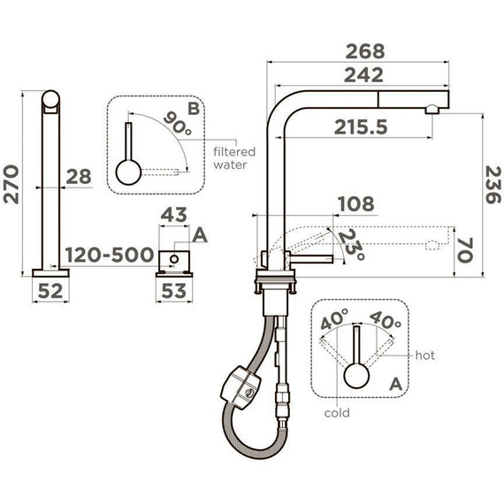 Смеситель для кухни Omoikiri Nara 2 Plus-S BN 4994369, нержавеющая сталь фото 2