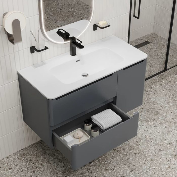 Тумба подвесная с раковиной Iddis Edifice 100 см EDI10D0i95K, темно-серый фото 8