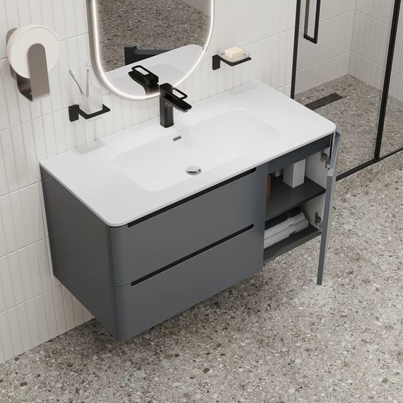 Тумба подвесная с раковиной Iddis Edifice 100 см EDI10D0i95K, темно-серый фото 9