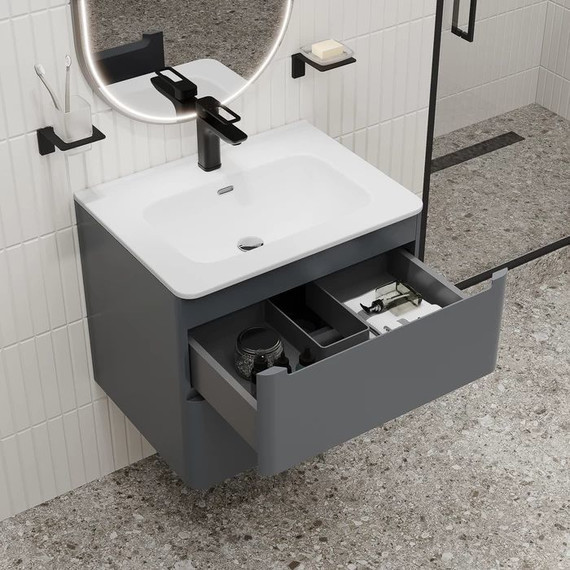Тумба подвесная с раковиной Iddis Edifice 60 см EDI60D0i95K, темно-серый - 7 Тумба подвесная с раковиной Iddis Edifice 60 см EDI60D0i95K, темно-серый фото 7