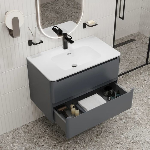 Тумба подвесная с раковиной Iddis Edifice 80 см EDI80D0i95K, темно-серый - 8 Тумба подвесная с раковиной Iddis Edifice 80 см EDI80D0i95K, темно-серый фото 8