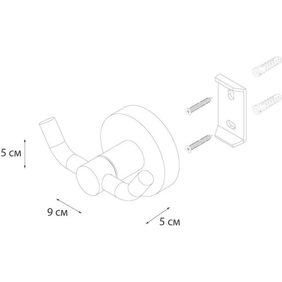 Двойной крючок Fixsen Comfort FX-86005A, чёрный - 3 Двойной крючок Fixsen Comfort FX-86005A, чёрный фото 3