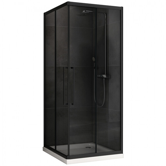 Душевое ограждение Abber Schwarzer Diamant 100x100 см AG02100BDTH, чёрный/тонированное фото 