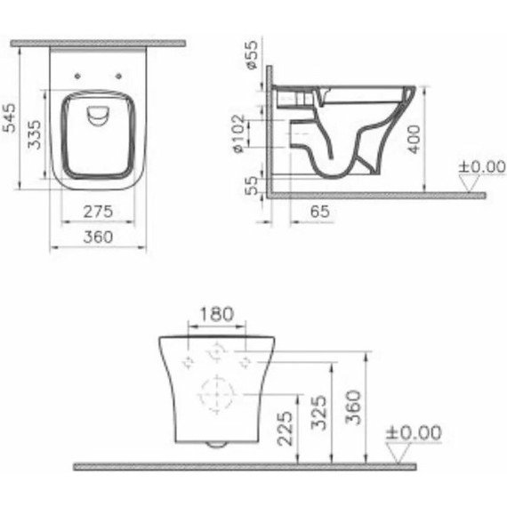 Унитаз подвесной безободковый Vitra Zentrum Square 7484B003-0075 - 3 Унитаз подвесной безободковый Vitra Zentrum Square 7484B003-0075 фото 3