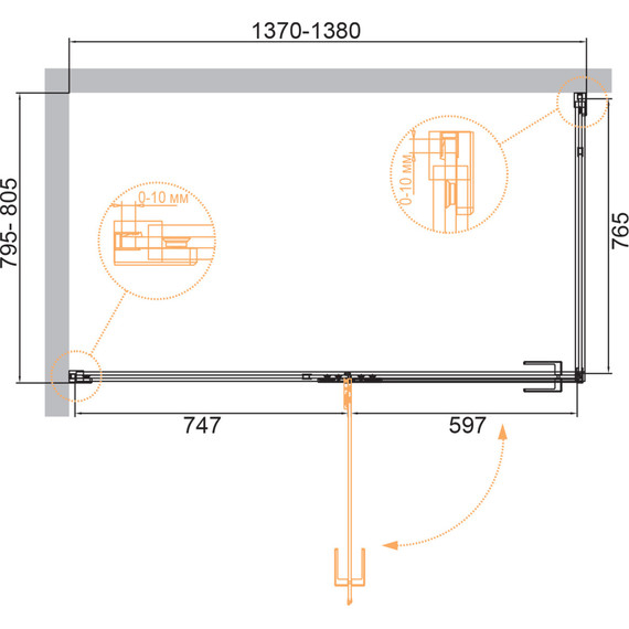 Душевое ограждение Cezares Bellagio AH-1 140х80 см (стекло 8 мм), золото/прозрачное - 2 Душевое ограждение Cezares Bellagio AH-1 140х80 см (стекло 8 мм), золото/прозрачное фото 2