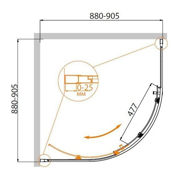 Душевое ограждение Cezares Molveno R-1 90х90 см, хром/прозрачное фото 6
