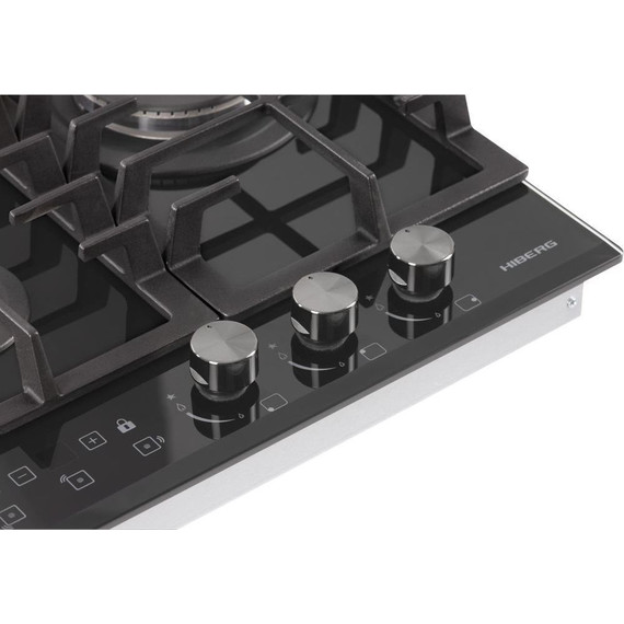 Газовая варочная поверхность Hiberg VM 4535 B (чёрное стекло) фото 10