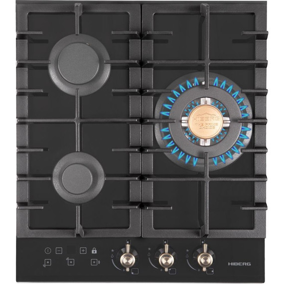 Газовая варочная поверхность Hiberg VM 4535 B (чёрное стекло) фото 2