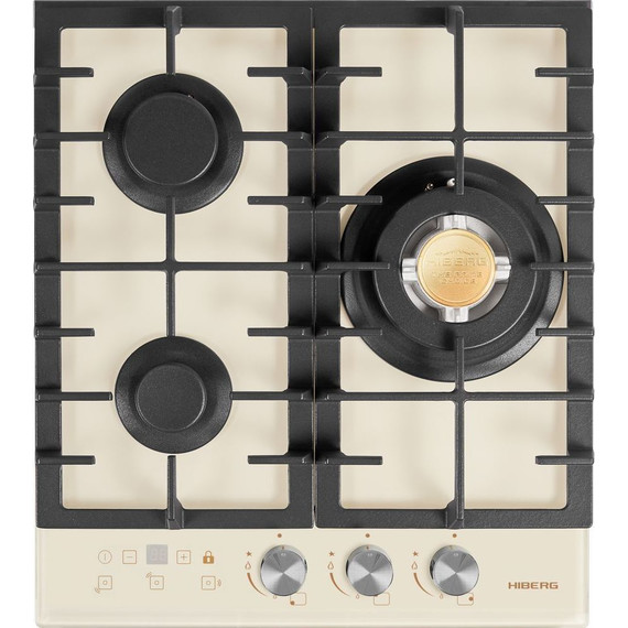 Газовая варочная поверхность Hiberg VM 4535 Y (бежевое стекло) фото 2