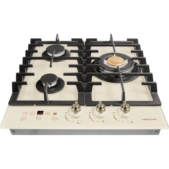 Газовая варочная поверхность Hiberg VM 4535 Y (бежевое стекло) фото 3